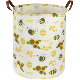 Sanjiaofen Baby Laundry Hamper,Baby Hamper for Nursery Girls,Sunflower Storage Baskets for Bedroom,Yellow Hamper,Toy Bins,Gift Baskets,Home Decor(Bee) …