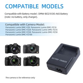 KWTOUL DMW-BCG10 Battery Charger for DMW-BCG10 Battery Compatible with Panasonic Lumix DMC-FZ8, DMC-FZ18, DMC-FZ28, DMC-FZ35, DMC-FZ38, DMC-FZ50, DMC-FZ100 Cameras