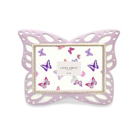 Laura Ashley 4x6 Horizontal Lavender Resin Butterfly Picture Frame with Dotted Edges, Photo Frame with Black Fabric Easel, Made for Tabletop & Wall-Hanging Display (6x4, Lavender)
