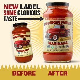 Hoboken Farms Marinara Sauce – No Sugar Added, Low Sodium, Non-GMO, Preservative-Free, Low Carb, Keto – Better For You Pasta Sauce! (25 Fl Oz, Pack of 2)