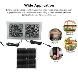 Topyond 15W Solar Panel Fan, Waterproof, Efficient Dual Fan Kit for Chicken Coop, Greenhouse, Shed, Pet House Window
