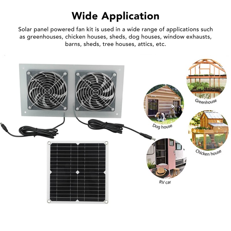 Topyond 15W Solar Panel Fan, Waterproof, Efficient Dual Fan Kit