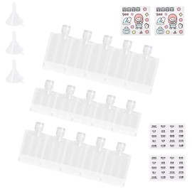 Pack of 15 Lotion Packaging Bags Refillable Empty Squeeze Bags with Funnel and Label Travel Leak-proof Cosmetic Container (30 ml, 50 ml, 100 ml)
