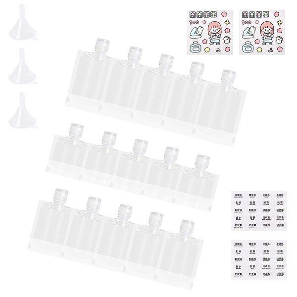 Pack of 15 Lotion Packaging Bags Refillable Empty Squeeze Bags