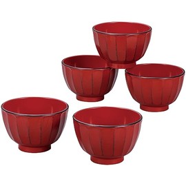 Canoe 17001 Antibacterial Chrysanthemum Carving Soup Bowl, 11.2 fl oz (330 ml), Set of 5 Guests, Negoro