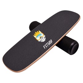 Fitlaya Fitness Balance Board Trainer Wooden Training Equipment for Fitness Workout, Hockey‎, Skateboarding, Surfing and Snowboarding (CROWN SKULL)