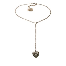 Alpenflüstern DHK233 Traditional Y-Necklace Traditional Heart Women's Costume Jewellery Dirndl Necklace Antique Silver Colours, Metal