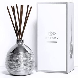 Onesky Reed Diffuser Set 3.4oz(100ml)Lemon&Jasmine&Raspberry Scented Essential Oil Diffuser for Home/Office, Fragrance Gift Set with Botanical&Cotton Sticks for LivingRoom/Bedroom/Bathroom Decoration