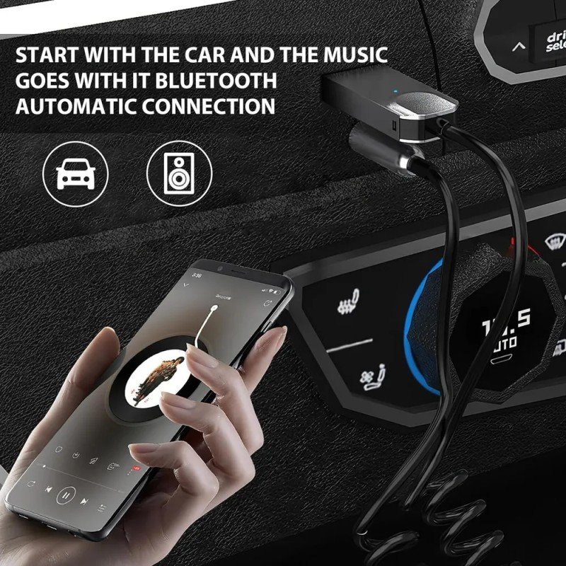 Receptor Usb Bluetooth 5.1 Para El Coche Con Toma Aux