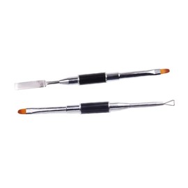 IWOWHERO 2pcs Nail Art Pen Brush Set Double-ended Steel Push Marker for Nail Design