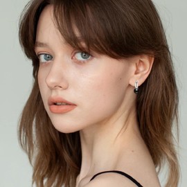 AXOMY Black Pearl Stud Earrings 925 Sterling Silver Black Pearl Dangle Drop Earring with Chunky Waterdrop Teardrop Fashion Black Pearl Jewelry Gifts for Women Girls, No Gemstone