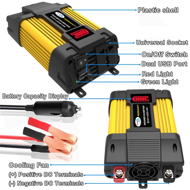 Topteng 4000W Car Power Pure Sine Wave Inverter w LED