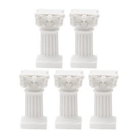 Saihisday 5 piezas de mini columnas romanas griegas, decoraciones de Navidad, estatuas griegas decorativas, ornamento artístico de resina para mesa de boda, 1.18" L x 1.18" A x 2.56" H (Blanco)