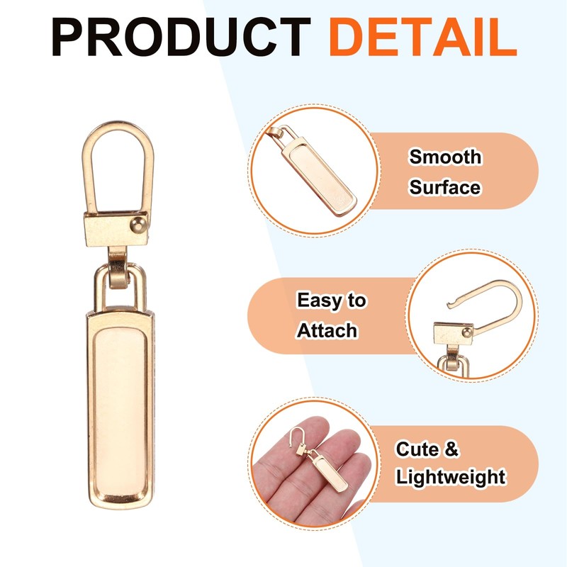 MECCANIXITY Zipper Pull Charm 6 Pcs 1-2mm Thickness Detachable Zipper