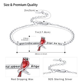 CRWENG Cardinal Bracelet for Women S925 Sterling Silver Cardinal Pendant Bracelet Cardinal Jewelry for Women Mom