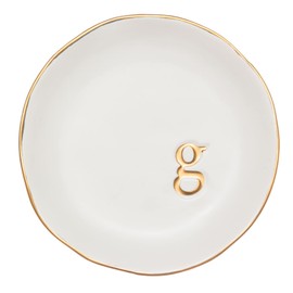 COLLECTIVE HOME - Ceramic Jewelry Tray, Decorative Trinket Dish for Rings Earrings Necklaces Bracelet Watch Keys, Birthday Mother's Day Christmas Gift for Women, 4.75", White Surface (G)