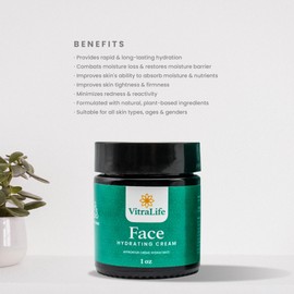 Vitra Life - Face Hydrating Cream, Pure & Formula, Moisturizing Day Cream for Stressed, Dry, Rough Skin - 30mL