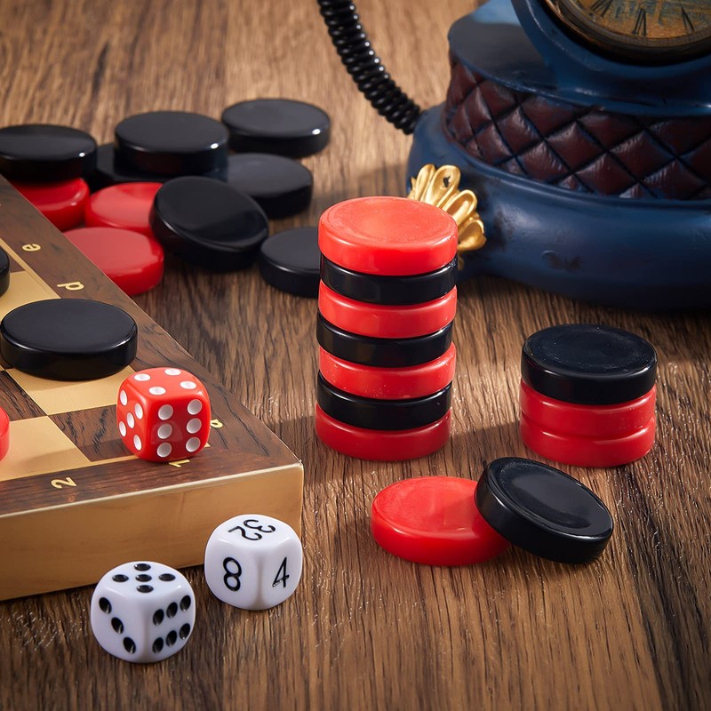 Skylety 30 Pcs Backgammon Pieces Checkers, 1.25 Inch Replacement Checkers