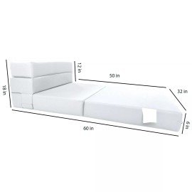 Danfuton Lounger Folding Foam Mattresses, Convertible Sleepover Bed, 6 x 32 x 80, White