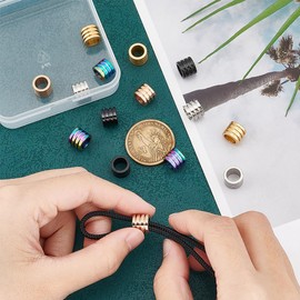 UNICRAFTALE 15pcs 5 Colors Paracord Bead Column Spacer Beads Metal Lanyard Beads 7mm Hole Stainless Steel Grooved Tube Beads Large Hole Beads for Bracelet Necklace Jewelry Making