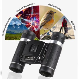 10x22High Powered Waterproof Mini Binoculars for Adults Kids with Phone Adapter Compact, Pocket Binoculars for Bird Watching, Hunting, Concerts, Opera,Theater, Travel, Sightseeing,Outdoor Adventures