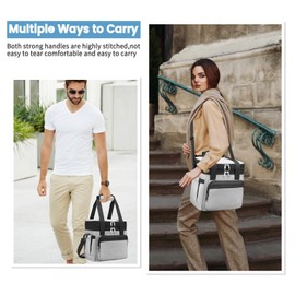 holuxer Insulated Lunch Bag & Lunch Box for Men - Double Deck Reusable Lunch Bag for Women Tote Cooler Bag Leakproof Soft Expandable - Large Lunchbox for Work/Adult/Picnic/Outdoor (Gray，15L)