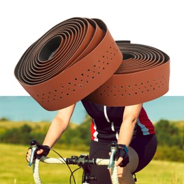 BuyWeek Bicycle Handlebar Tape, 1 Pair Waterproof Mountain Bike Handlebar Tape PU Leather Non-Slip Road Bike Handlebar Tape (Brown)