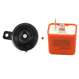 HPTOP 12V LOUD 105DB HORN FOR MOTORCYCLE CAR BIKE ATVS SCOOTER MOP+ LED FLASHER NEW