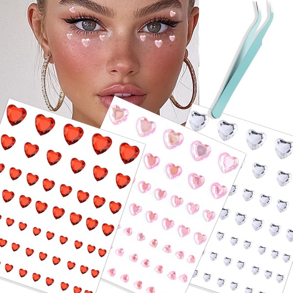 NOOEPC Heart Rhinestones Self Adhesive Face Gems Sticker Acrylic Heart