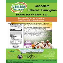 Chocolate Cabernet Sauvignon Sumatra Decaf Coffee (Gourmet, Naturally Flavored, Whole Coffee Beans) (8 oz, ZIN: 569140) - 2 Pack