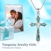 ABIGY Turquoise Necklace 925 Sterling Silver Cross Necklace Turquoise Pendant