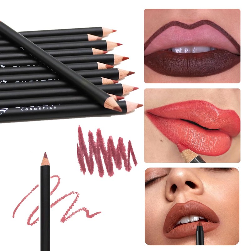 KARLOR Set of 12 Matte Lip Liners in Nude Red