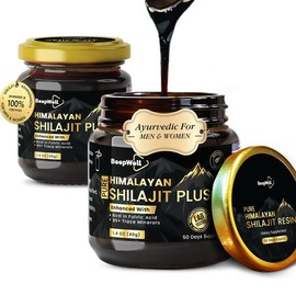 BeepWell Shilajit Resin with Ashwagandha – Pure Himalayan Resin 72% Fulvic Acid 85+ Minerals (Pack of 2) Natural Dietary Supplement shilajit ashwagandha Edible Healthcare Vitamin Fitness