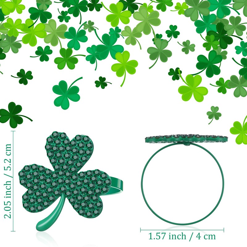 6 Pieces Clover Shamrock Napkin Ring St. Patrick's Day Napkin