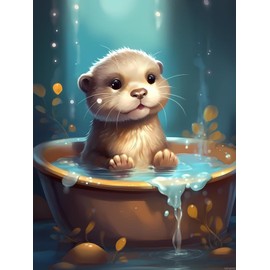 DIY 5D Diamond Painting Kits for Adults Cute Otter Bath Otter Diamond Painting Diamond Art Kits Gem Art Kits for Gift Home Wall Decor 12x16 inch