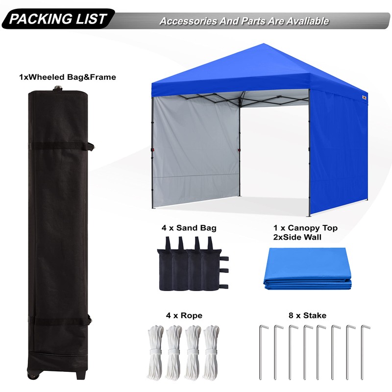 ABCCANOPY Easy Pop up Canopy Tent with 2 Sidewalls for