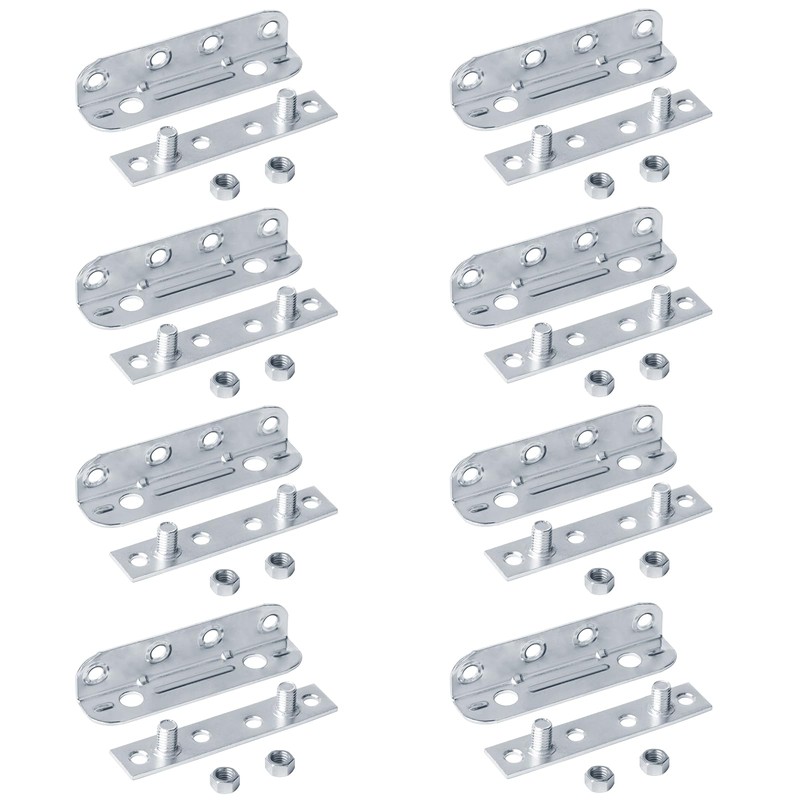 8 Sets No Mortise Bed Frame Brackets,4¼"x1”Bed Rail Clips Plates