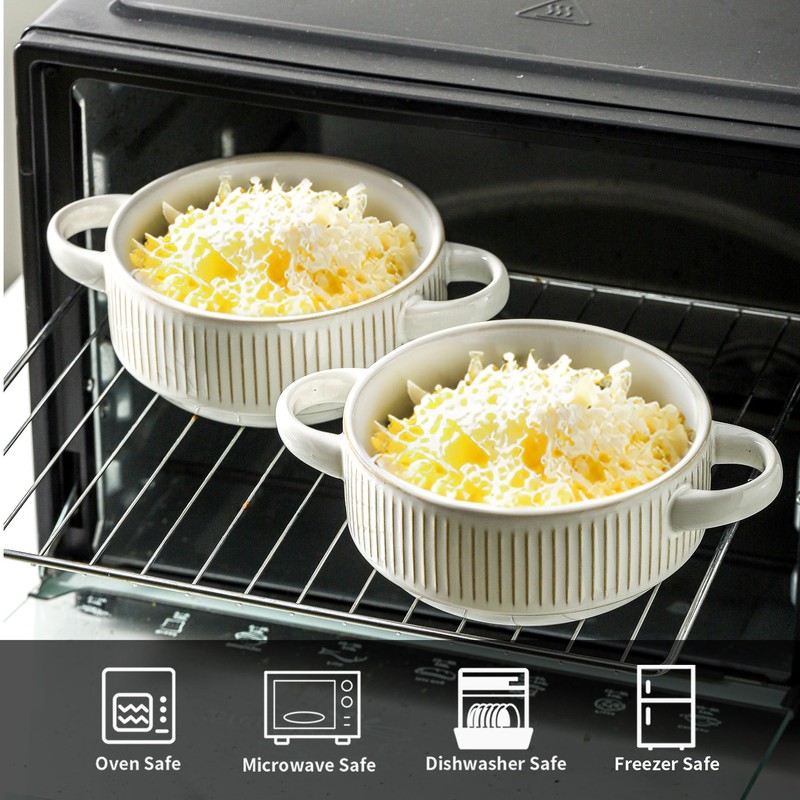 Soup Bowls with Handles, 20 oz French Onion Soup Crocks,