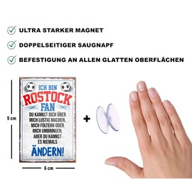 schilderkreis24 Football Magnet "Rostock Fan" Decorative Fridge Magnet Item Sport Club Gift Idea Club Christmas Football Fan Lovers Enthusiasts 9 x 6 cm