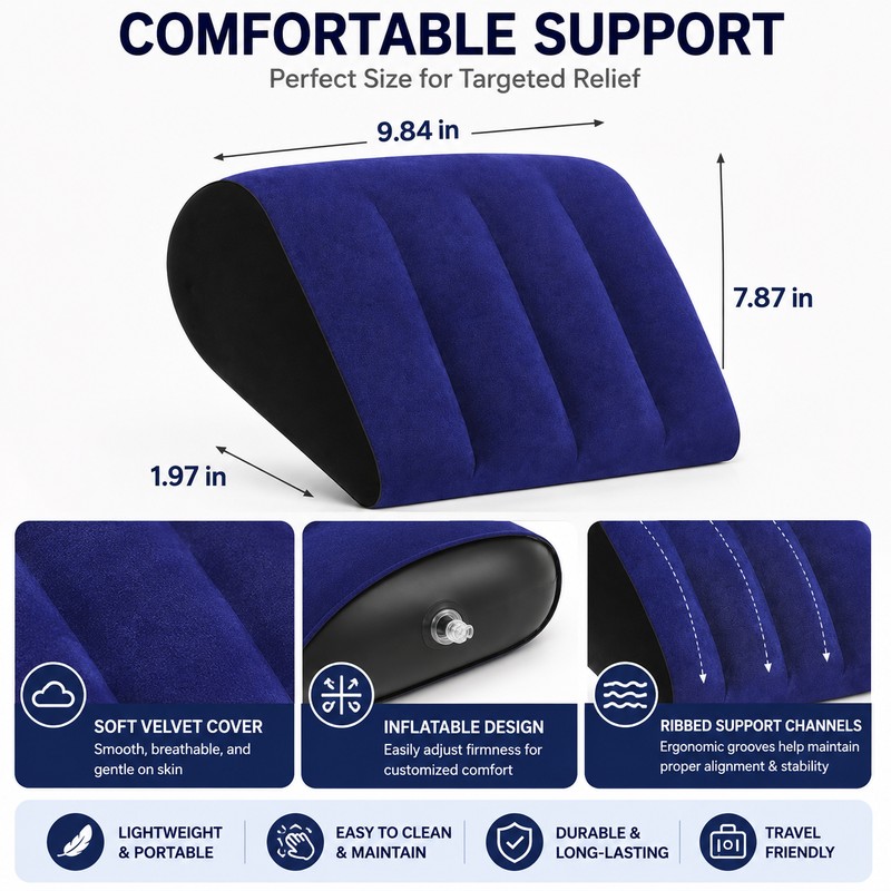 Inflatable Wedge Pillow for Leg and Back Support - Portable