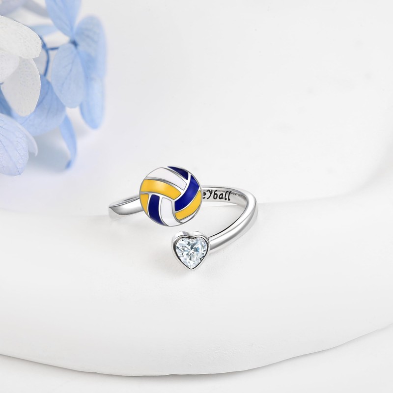 HUKKUN Volleyball Gifts for Women 925 Sterling Silver Adjustable Volleyball