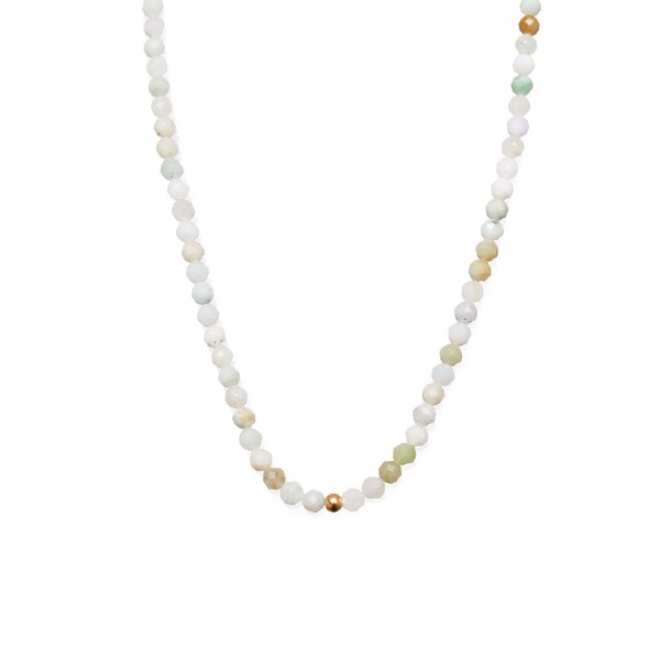 BERGERLIN Genuine Natural Stone Necklace with 925 Sterling Silver Pearl