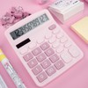DANRONG Cute Pink Desktop Calculator with Big Buttons, Dual Power