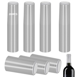 200 Pieces PVC Heat Shrink Cap with Tear Tab for Wine Bottle, 30x60mm Wine Shrink Wrap Seals Sleeves Caps Shrink Top Cover for Wine Cellars Home Kitchen Use (silver)