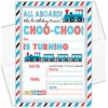 Train Themed Birthday Party Invitation - Set of 20 with