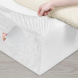 DUJUIKE Velvet Bed Frame Cover, Bed Base Wrap Cover, Alternative to Traditional Valance Bed Sheet Skirt Cover, Fully Elastic Around The Base of Your Bed, Easy to Install (King Bed :78-83", White)