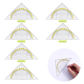 Set of 6 Geometry Triangles, 16 cm Transparent Flexible Set Square for Drawing Circles, Suitable for Students, Office, Designer Painting