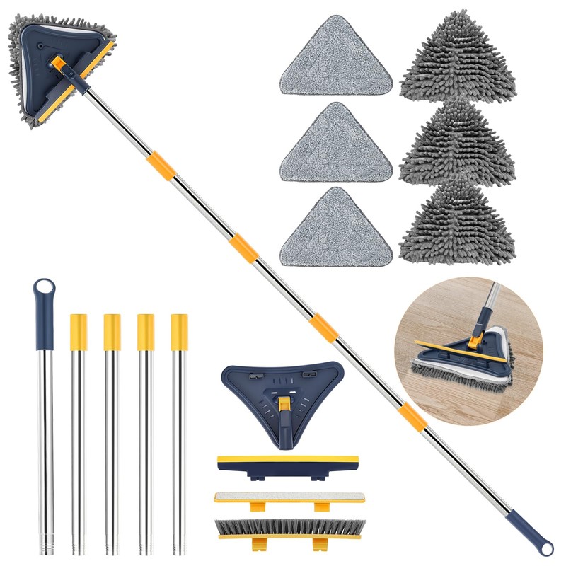 Baseboard Cleaner Tool with 78" Long Handle, 5-in-1 Wall Mop