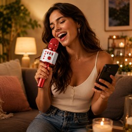 Wireless Bluetooth Karaoke Microphone with Built-In Speaker – Portable Singing Mic for Home, Parties & Travel