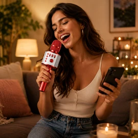 Wireless Bluetooth Karaoke Microphone with Built-In Speaker – Portable Singing Mic for Home, Parties & Travel